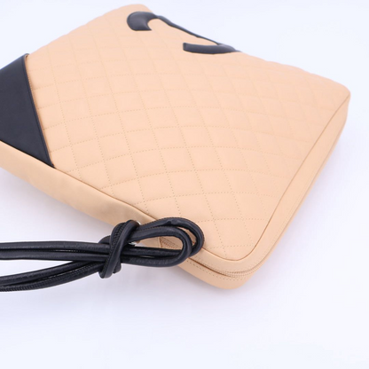 Chanel Cambon Line Large Shoulder Bag A25179 Beige Black SV