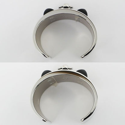 Hermes Corriedo Chien Medle Gaine Size T2 Black Silver Bracelet Bangle