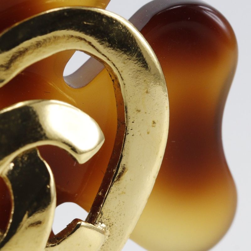 Chanel Coco Heart Clover Vintage Gold Plated X Plastic Brown 95P Ladies 36.0g