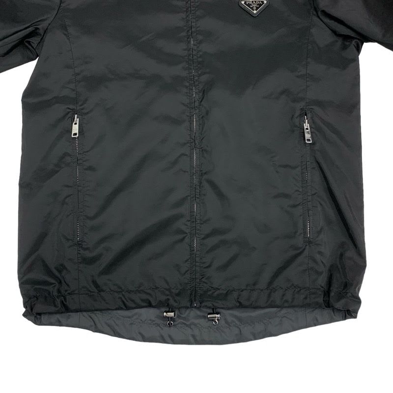 Prada Outerwear Recycled Polyester Black Triangle Logo Plate Blouson Reversible