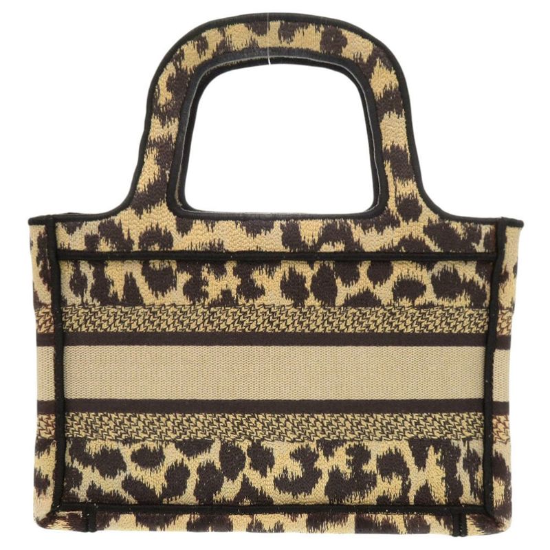 Christian Dior Book Tote Mini Leopard Canvas Beige Handbag 0760 Christian Dior