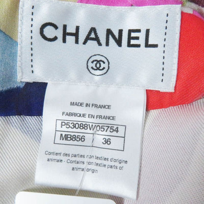 CHANEL P53088 16C 100% Silk Coco Mark Pattern Short Sleeve Dress Pink Blue Red