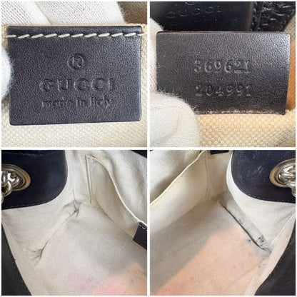 Gucci Chain Mini Shoulder Bag Sima Leather Black 2WAY Tassel Horsebit