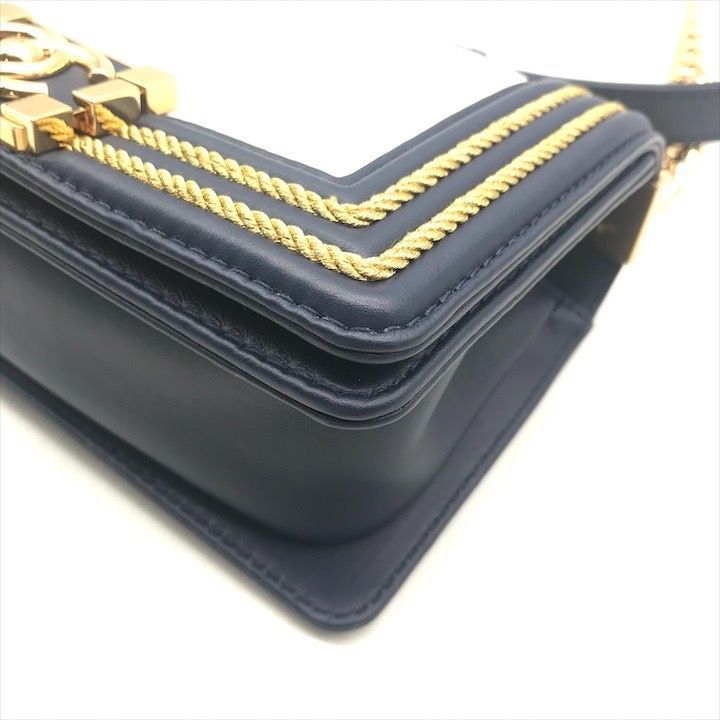 Chanel CC Logo Stitch Lambskin Bicolor Chain Shoulder Bag
