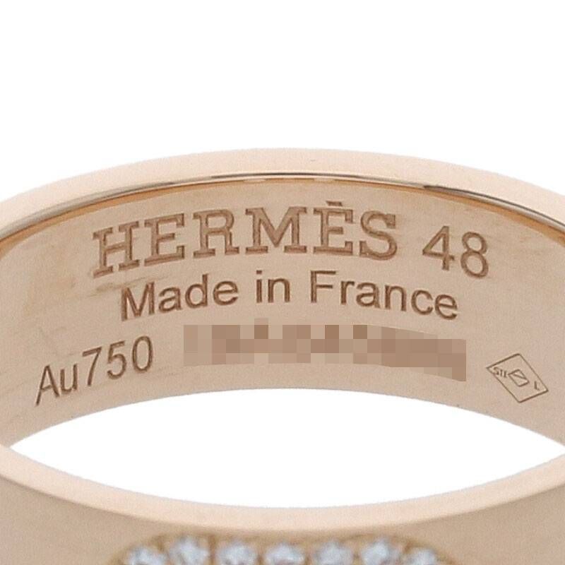 Hermes Hd'ancre 18K Pink Gold Diamond Ring Ladies 48 8