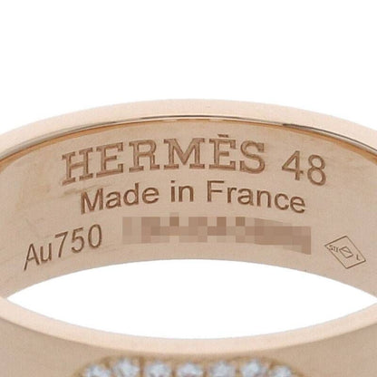 Hermes Hd'ancre 18K Pink Gold Diamond Ring Ladies 48 8