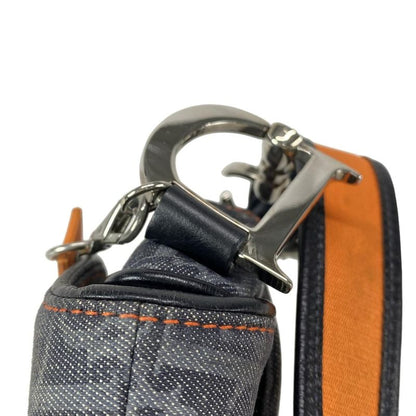 Dior/christian Dior Shoulder Bag Saddle Bag Navy Black And Orange Leather