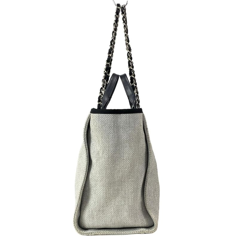 Chanel Tote Bag Deauville Line GM Light Gray X Black 2WAY / Chain Shoulder /