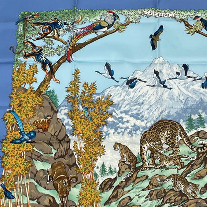 Hermes Carre 90 Sichuan Silk Scarf Blue