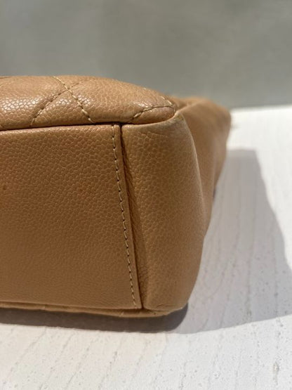 Chanel Caviar Skin PST Beige Coco Mark Chain Tote Bag 12s