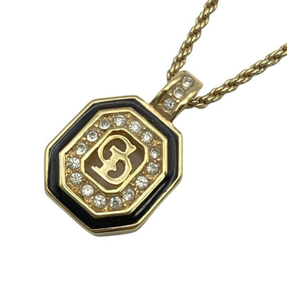 Dior/christian Dior Necklace - Gold Clear And Black CD Motif / Vintage