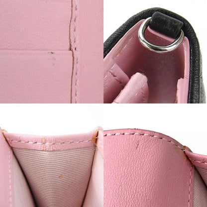 Christian Dior Card Case Cannage Leather Black Pink Business Card Holder Small