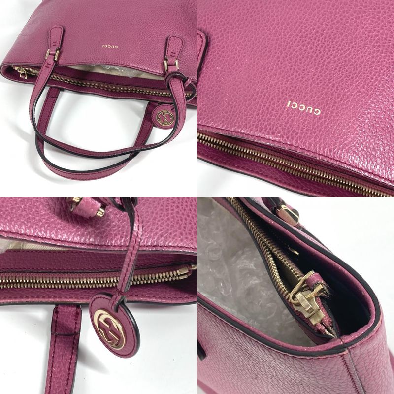 Gucci Shoulder Bag Interlocking G 388561 Leather Purple