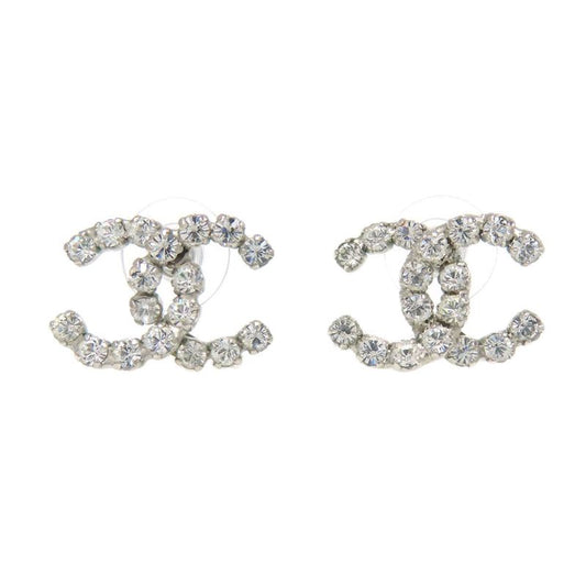 Chanel Coco Rhinestone Earrings Metal Women
