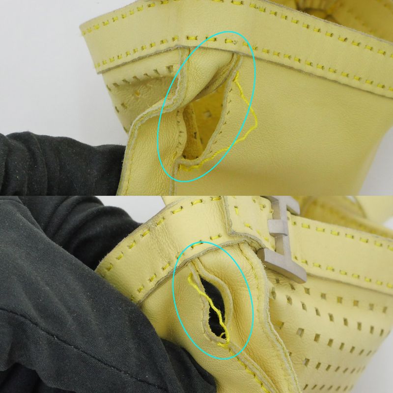 Hermes Tudu Punching Pochette Yellow Silver Hardware Shoulder Bag