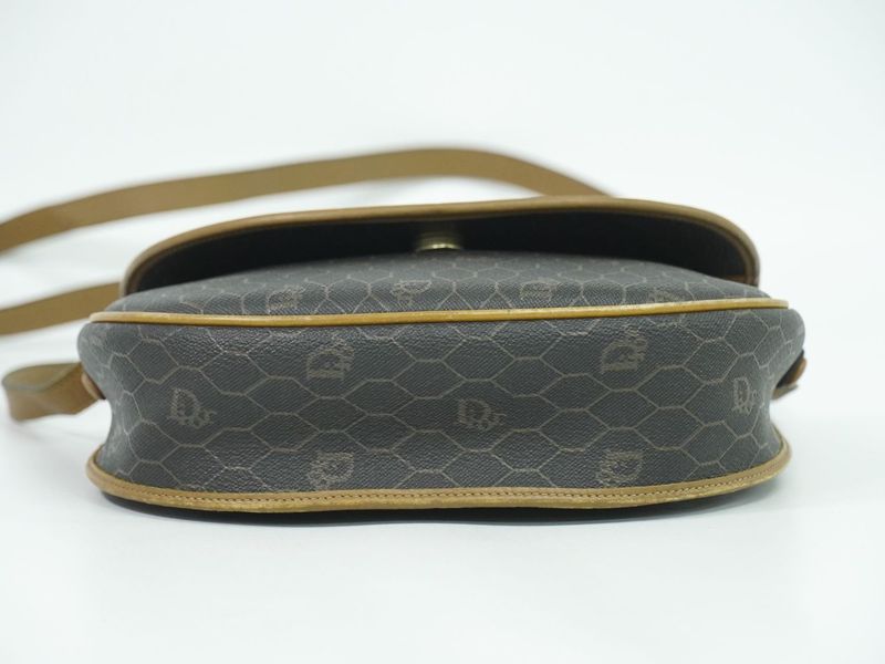 Object Christian DIOR Honeycomb Pattern Shoulder Bag Pochette PVC Black Bag