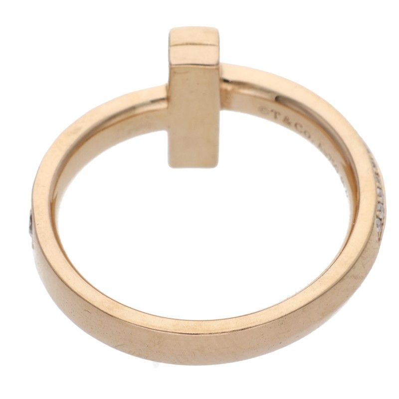 Tiffany & Co T One Narrow 18K Pink Gold Diamond Ring Men's Size 13