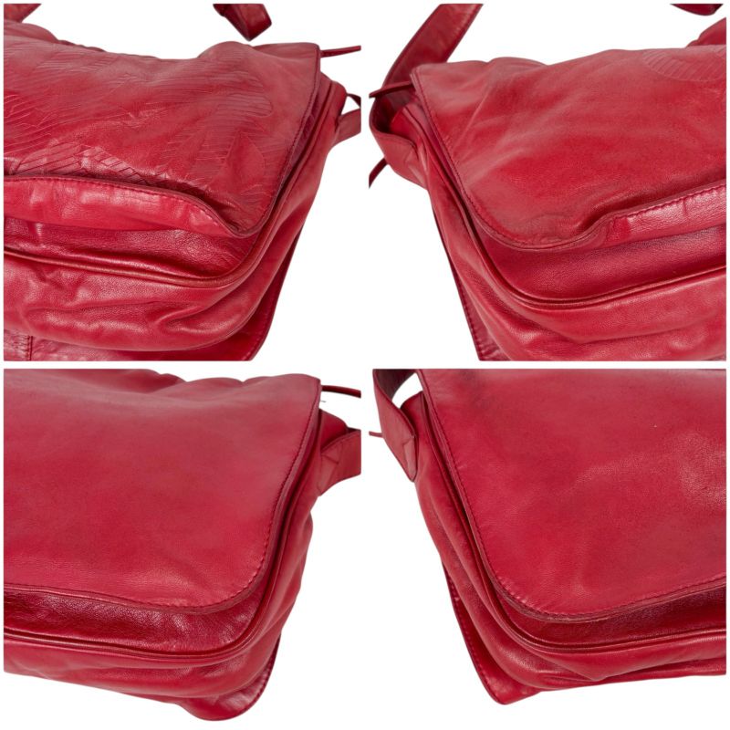 Loewe Drawstring Shape Mini Shoulder Bag Anagram Logo Red Nappa Leather