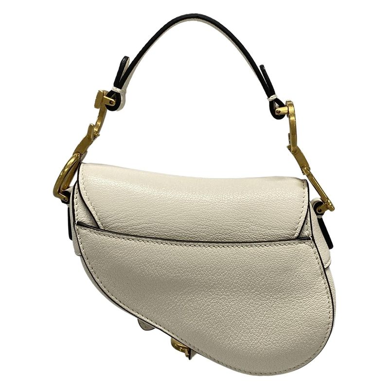 Dior/christian Dior Handbag Saddle Micro Bag White Mini Bag Leather