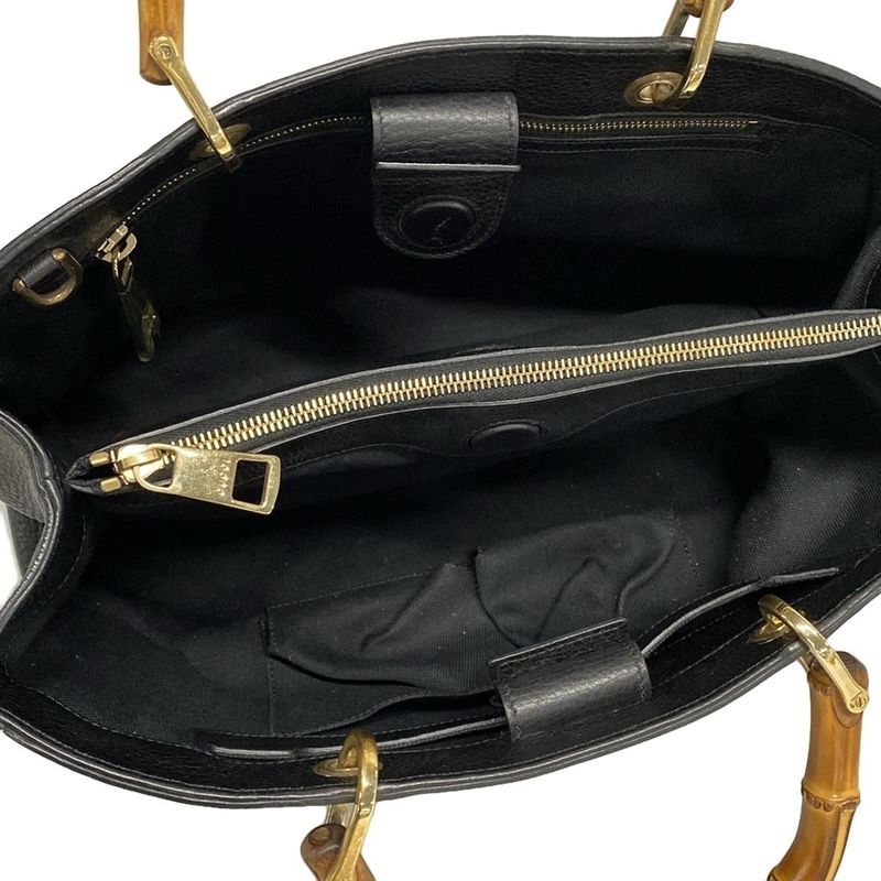 Gucci Bamboo Shopper Tote Bag 323660 Black Leather