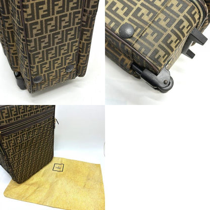 Fendi Carry-on Luggage Bag Zucca Pattern Canvas Brown Travel Bag Suitcase