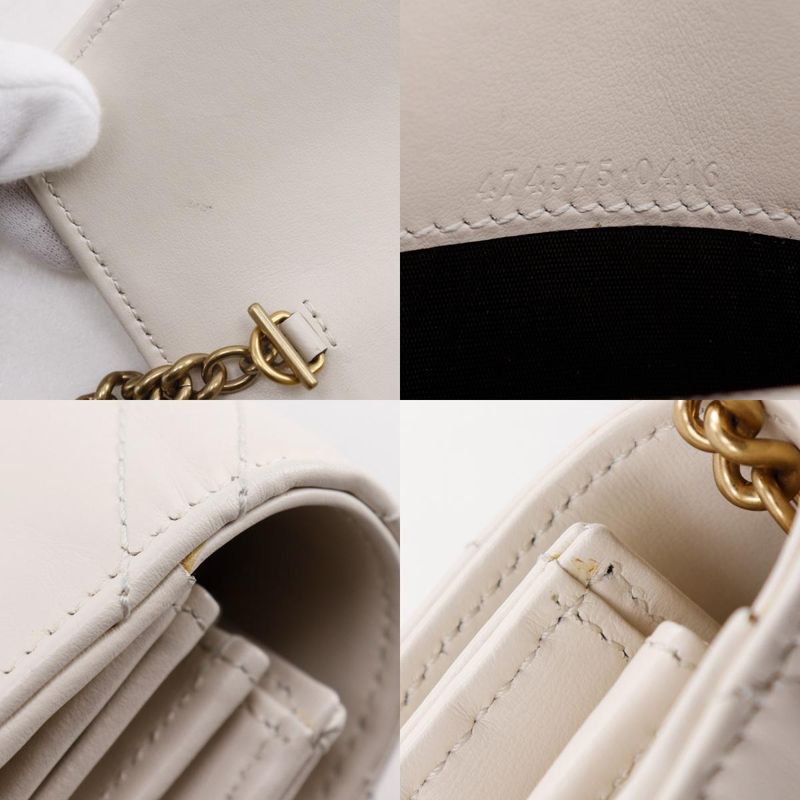 Gucci GG Marmont Chain Shoulder 2WAY Clutch 474575 Calf White Ladies Chain