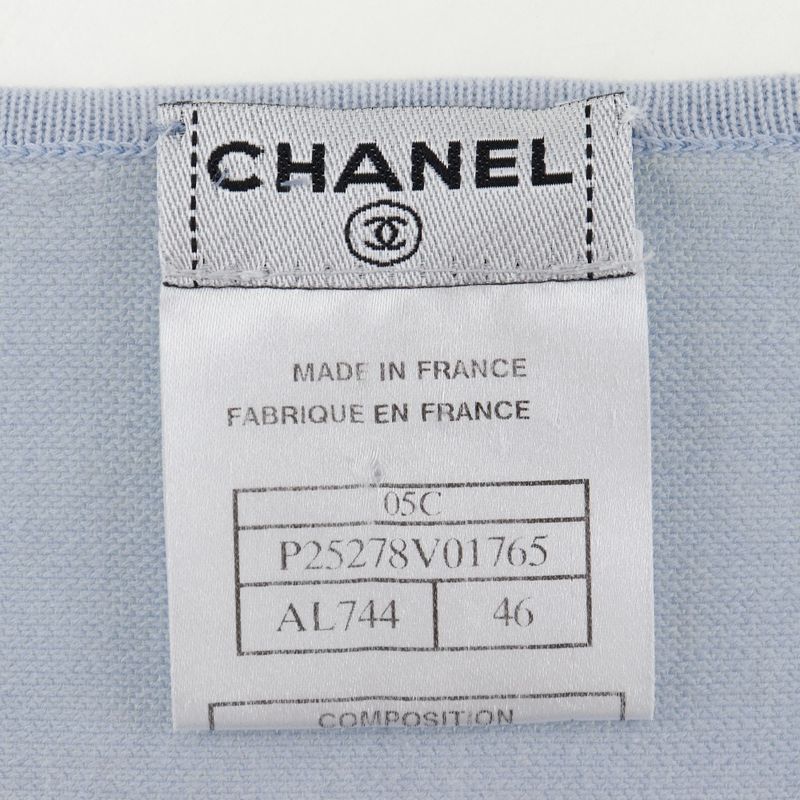 Chanel Coco Mark P25278v01765 Cotton Light Blue Women's Knit