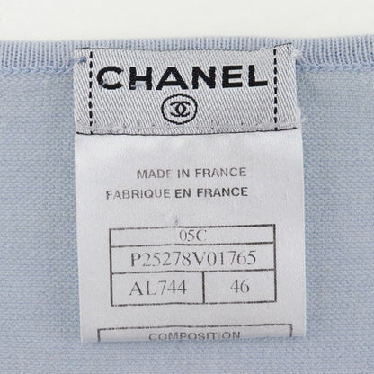 Chanel Coco Mark P25278v01765 Cotton Light Blue Women's Knit