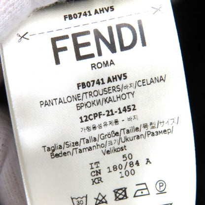 Fendi 2021 Fb0741 AHV5 100% Cotton Logo Buckle Belt Design Easy Pants Black 50