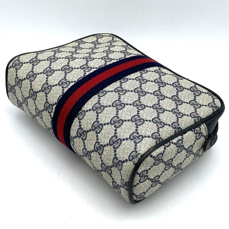 Gucci 27 004 998 Clutch Bag Second Bag Pouch GG Supreme Vintage Old Gucci Navy