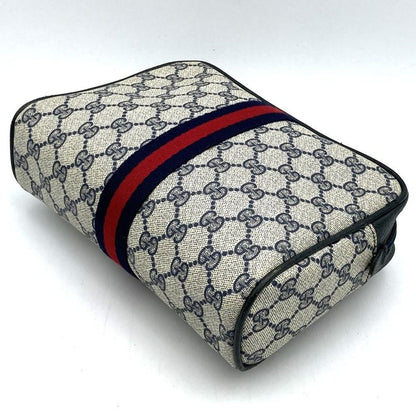 Gucci 27 004 998 Clutch Bag Second Bag Pouch GG Supreme Vintage Old Gucci Navy