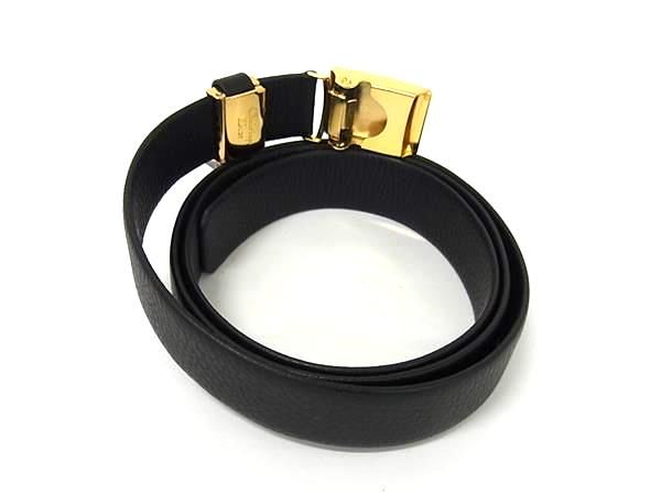 Christian Dior Leather Gold Hardware Belt Ladies Black Bp3273