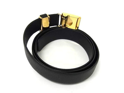 Christian Dior Leather Gold Hardware Belt Ladies Black Bp3273