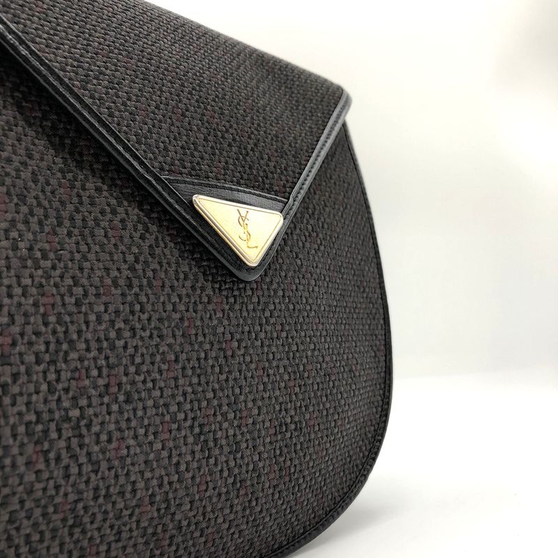 Saint Laurent Shoulder Bag Vintage Gray Pvc×leather Women Men