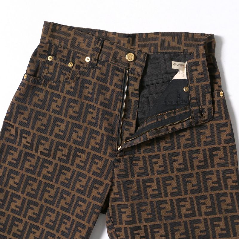 Fendi Vintage Pants Size 29" Tapered Double F FF Zucca Pattern Jacquard Made In