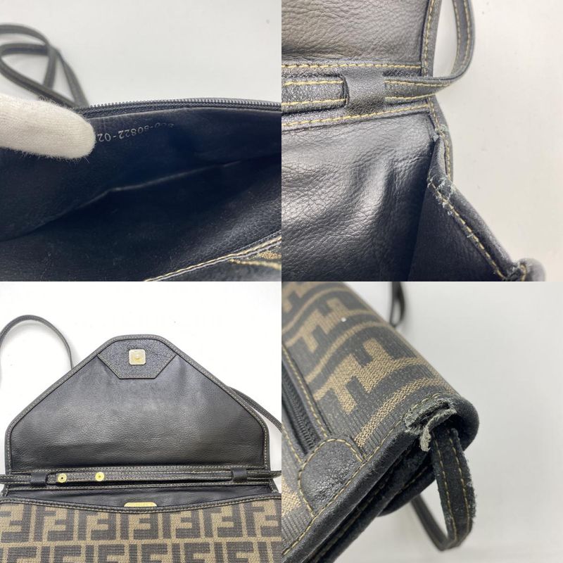 Fendi Shoulder Bag Sakosh Pouch Zucca PVC Brown Black Ladies Men Fashion