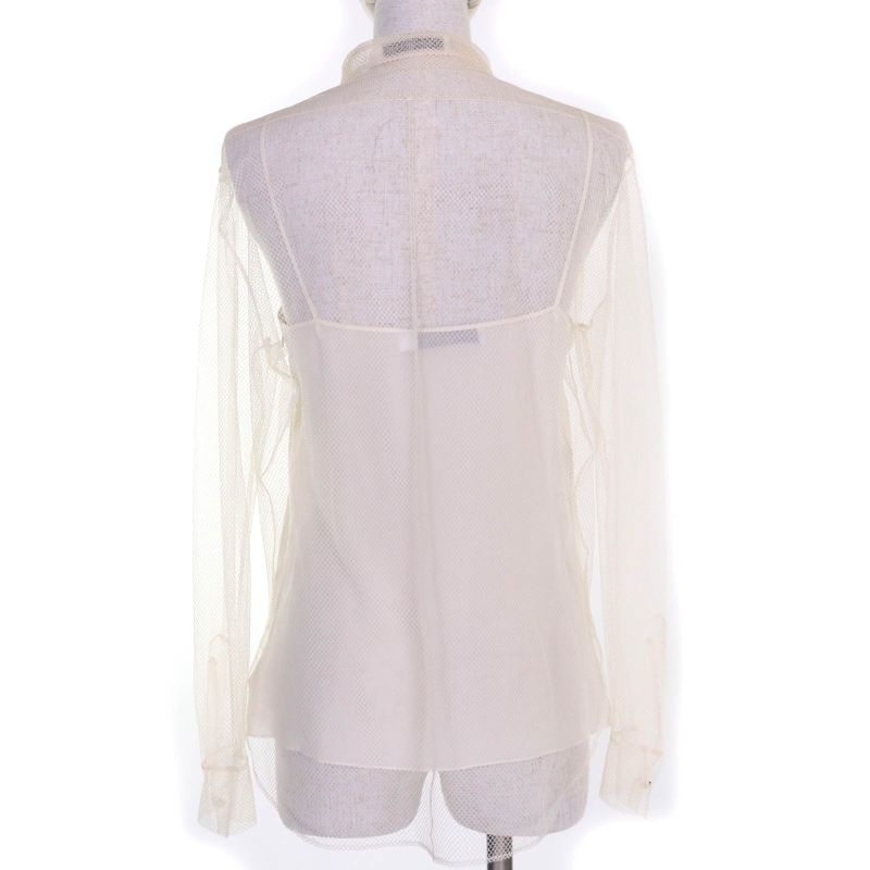 Christian DIOR 051b27a8648 Mesh Shirt Ensemble With 100% Silk Inner Ivory Made