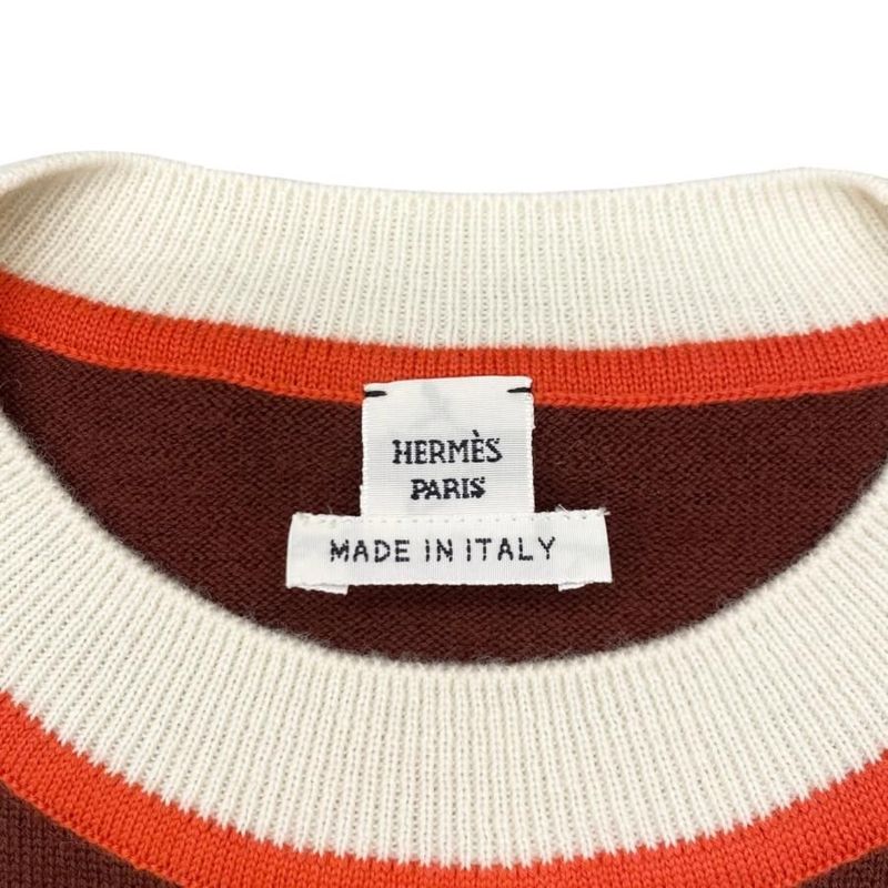 Hermes Short Sleeve Sweater Ettelier Embroidery Short Sleeve Knit H4e2624d Size