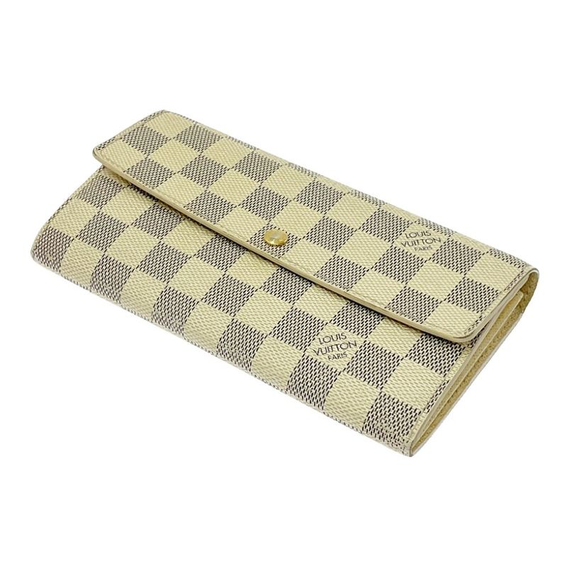 Louis Vuitton N61735 Damier Azure PVC Portefeuille Sarah Long Wallet White