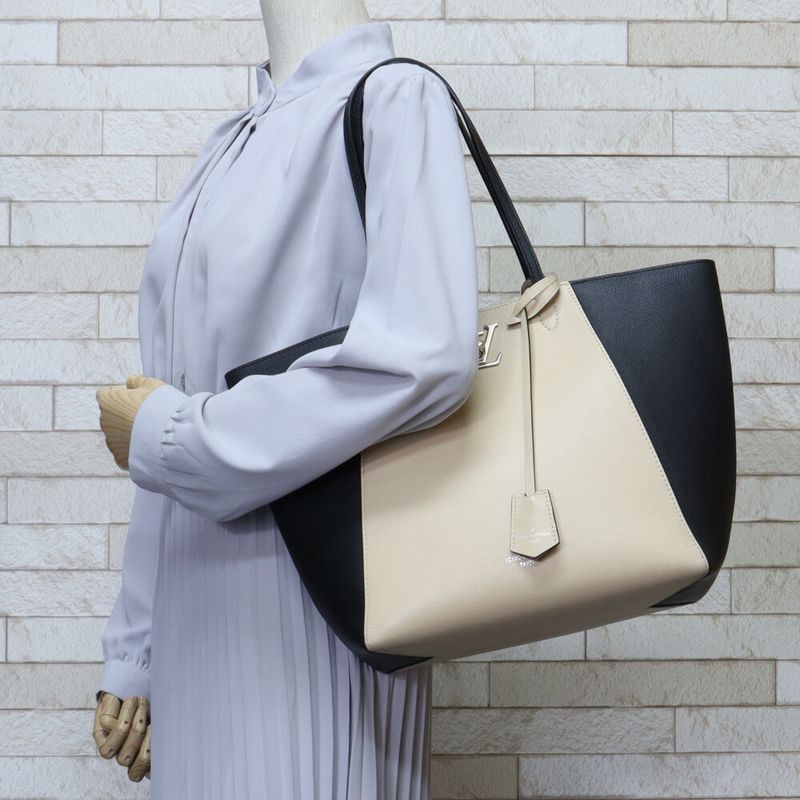 Louis Vuitton Lock Me Cabas Tote Bag Calf M42289 Beige Women's Louis Vuitton