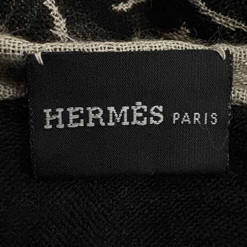 Hermes Scarf - Black And Gray Cashmere Silk
