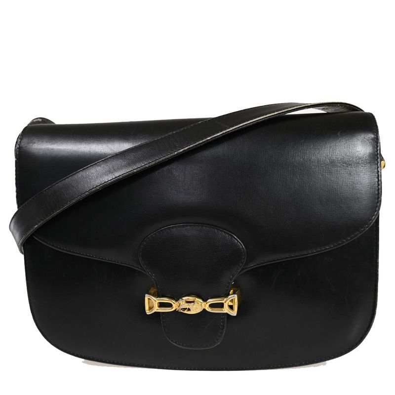 Celine Carriage Shoulder Bag Leather Black 67fa291