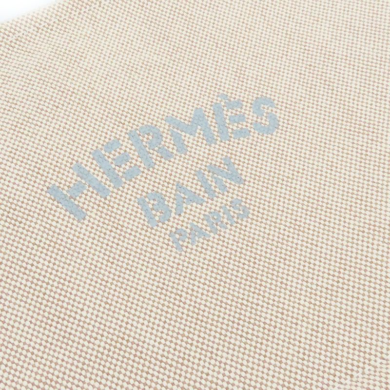 Hermes Pouch New Yachting PM Canvas Beige Silver Hardware Multi Pouch Logo