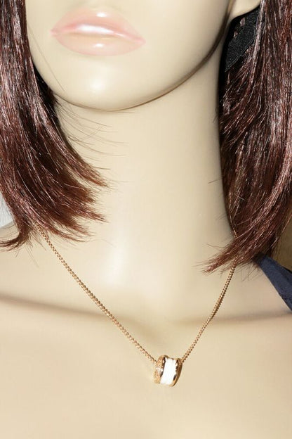 Bulgari Pendant Necklace 18K Pink Gold White Ceramic Bzero1 Pendant Necklace
