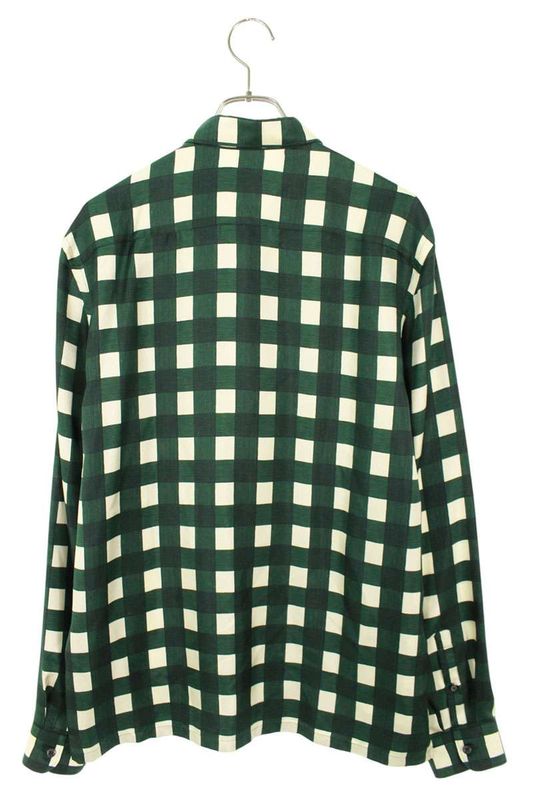 Prada Ucn425 S221 103A Black Checked Long Sleeve Shirt Men's 42