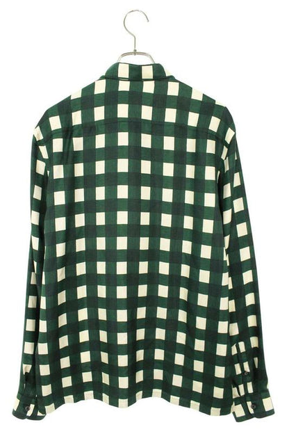 Prada Ucn425 S221 103A Black Checked Long Sleeve Shirt Men's 42