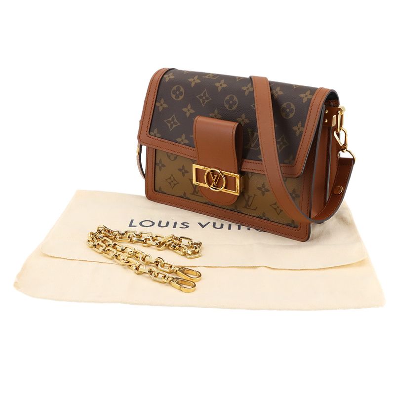 Louis Vuitton Monogram Reverse Dauphine MM Shoulder Bag Brown M45958 Dauphine