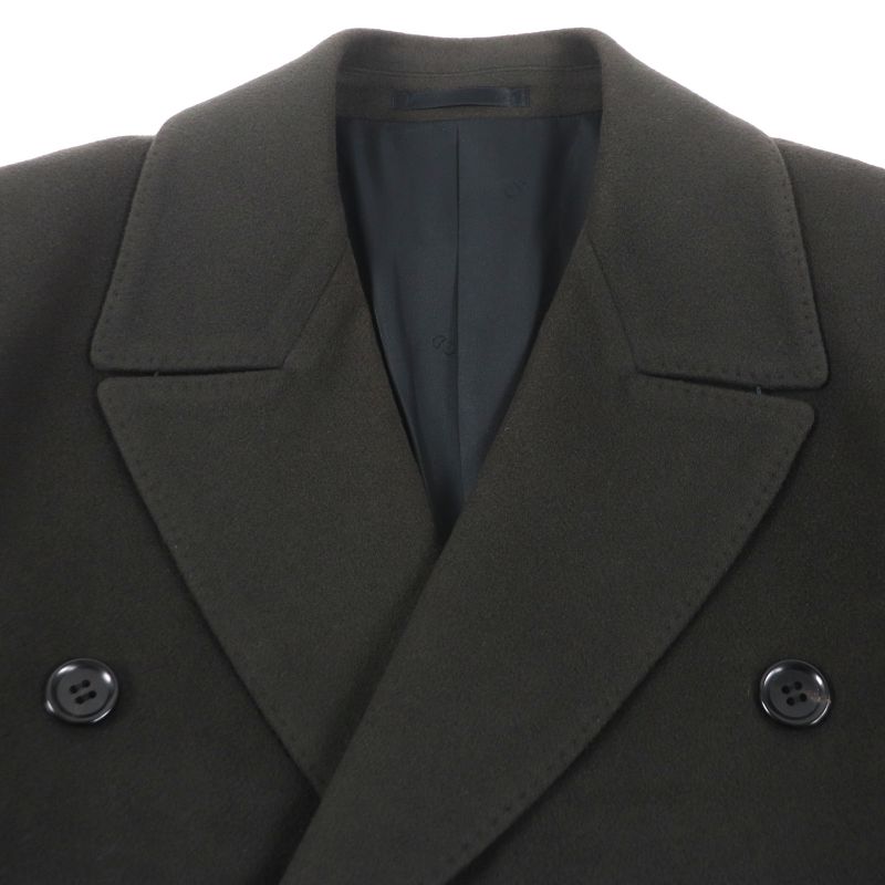 Christian DIOR Vintage 100% Cashmere Double Chester Coat Dark