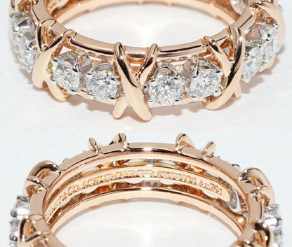 Tiffany & Co Ring 18K Pink Gold Pt950 16 Diamonds (114ct) Jean Schlumberger 16