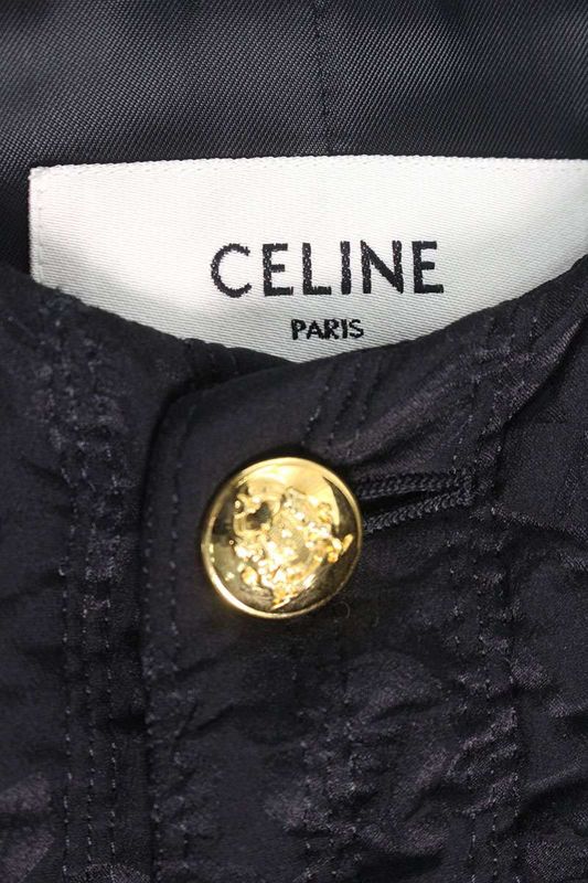 Celine 2v734337f Jacquard Emblem Button Collarless Jacket Women's 36